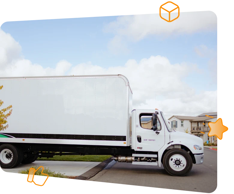 White moving truck parked for long distance moving by Service Pro Movers